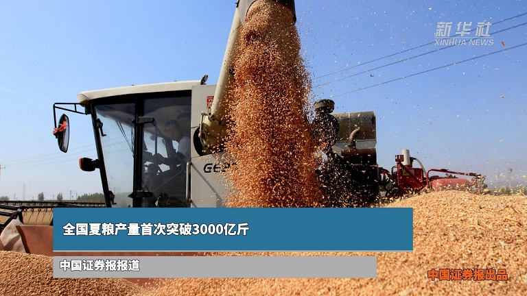 全国夏粮产量首次突破3000亿斤
