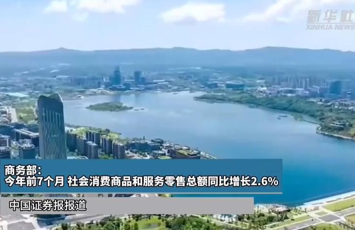 商务部：今年前7个月社会消费商品和服务零售总额同比增长2.6%
