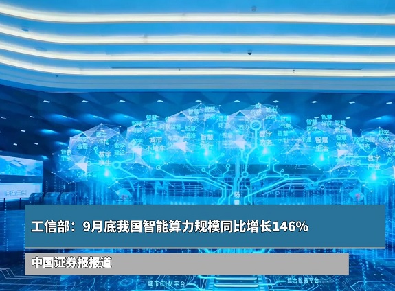 工信部：9月底我国智能算力规模同比增长146%